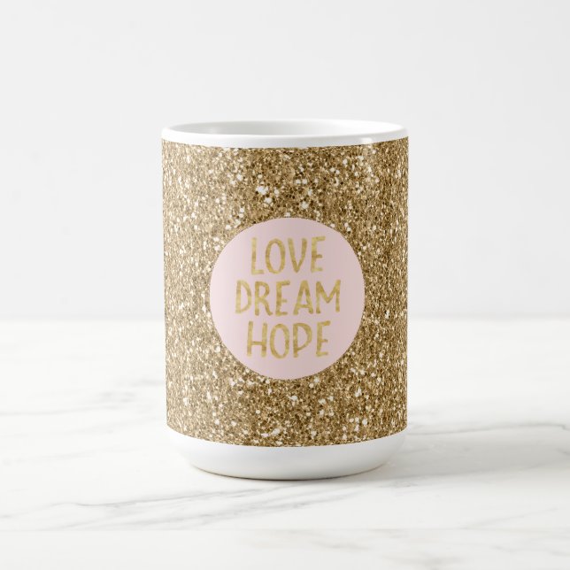 Guld Glam Glitter Kärlek Dream Hope Kaffemugg (Center)