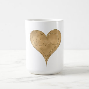 Guld Glam Glitter Kärlek Hjärtat Kaffemugg