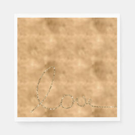 Guld Glam Glitter Kärlek Pappersservett