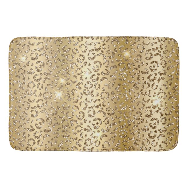 Guld Glam Glitter Leopard Badrumsmatta (Framsidan)