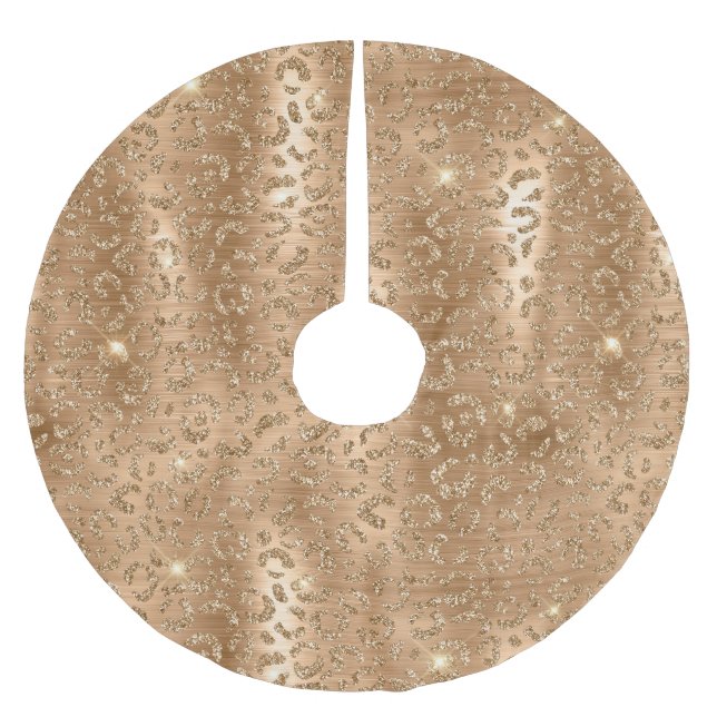 Guld Glam Glitter Leopard jul Julgransmatta Borstad Polyester (Framsidan)