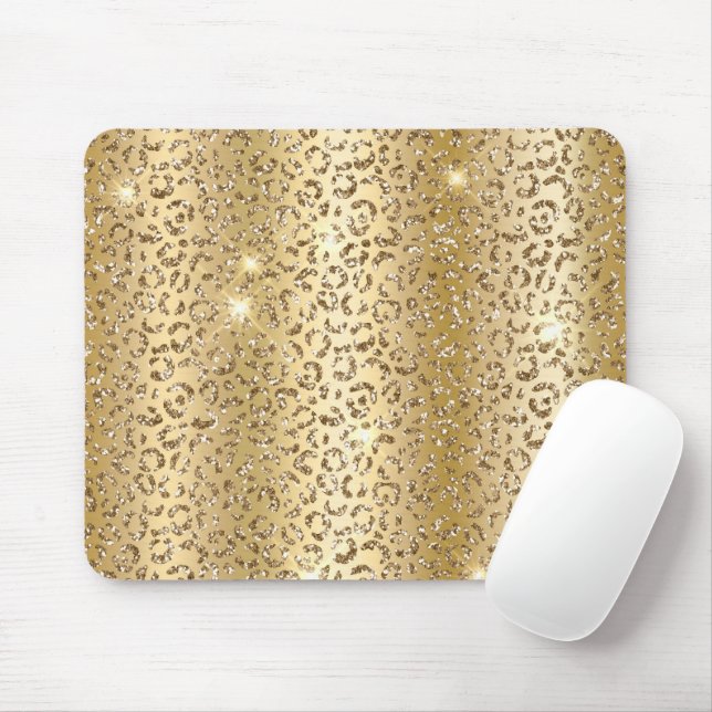 Guld Glam Glitter Leopard Musmatta (Med mus)
