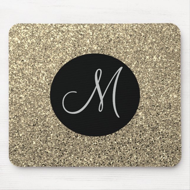 Guld Glam Glitter Monogram Initial Musmatta (Framsidan)