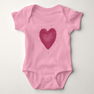 Guld Glam Glitter Rosa Hjarta T Shirt