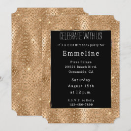 Guld Glam Glitter Snake Skin Inbjudningar