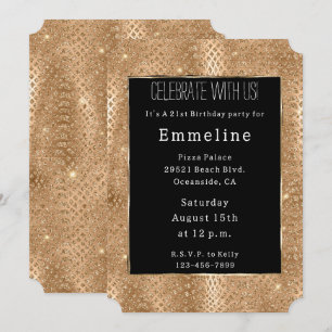 Guld Glam Glitter Snake Skin Inbjudningar