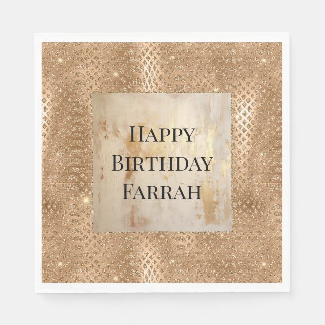 Guld Glam Glitter Snake Skin Pappersservett (Framsidan)