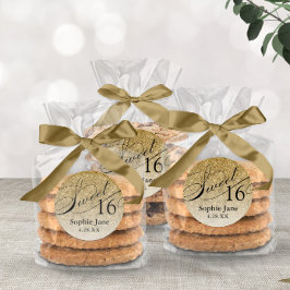 Guld Glam Glitter Söt 16 Personlig Runt Klistermärke