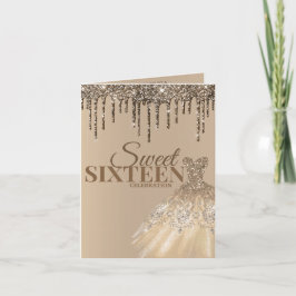 Guld Glam Glitter Spark Sweet 16 Födelsedagsfest Inbjudan