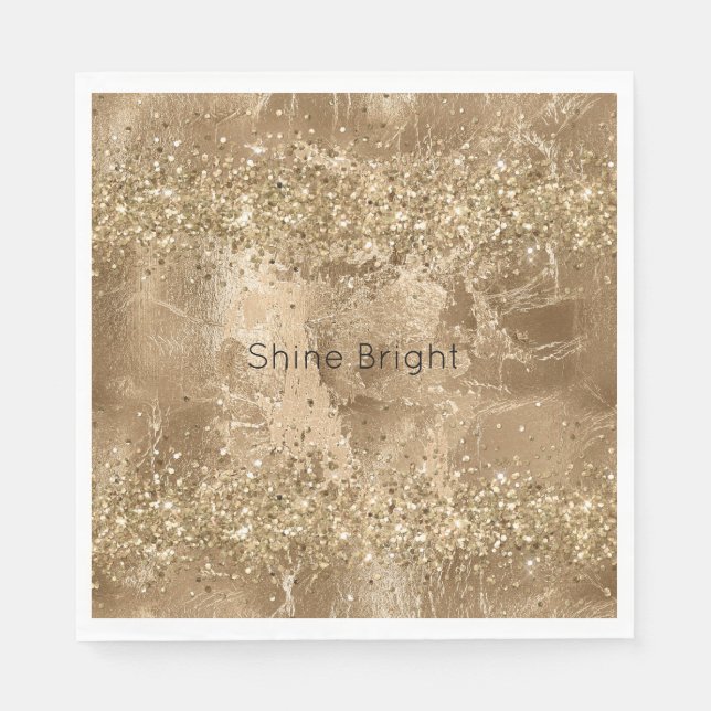 Guld Glam Glitter Sparkles Pappersservett (Framsidan)