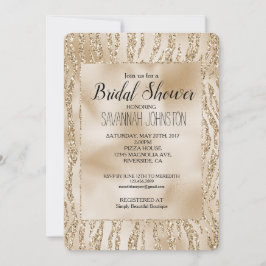 Guld Glam Glitter Zebra Animal Möhippa Inbjudningar