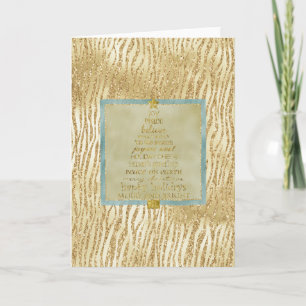 Guld Glam Glitter Zebra Julgran Kort