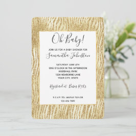 Guld Glam Glitter Zebra tryck Inbjudningar