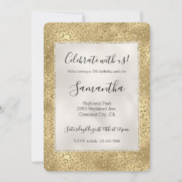 Guld Glam Glittrig Glitter Leopardsmink Inbjudningar