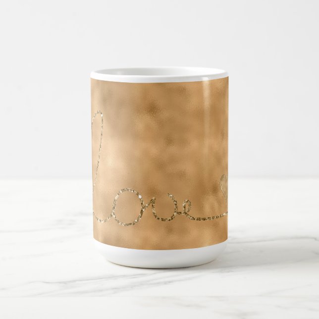 Guld Glam Glitz Glitter Kärlek Hjärta Kaffemugg (Center)