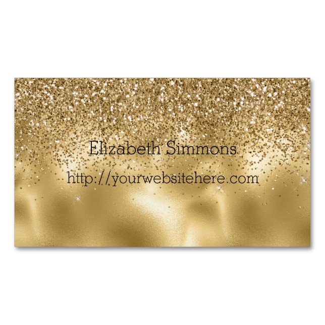 Guld Glam Glitz Glitter Magnetiska Visitkort (Framsida)