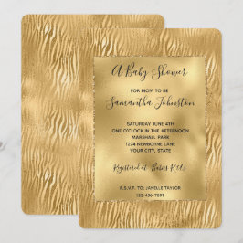 Guld Glam Glitz Zebra tryck Baby Shower Inbjudningar
