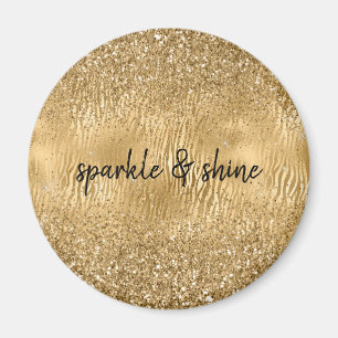Guld Glam Glitz Zebra tryck Faux Glitter Magnet