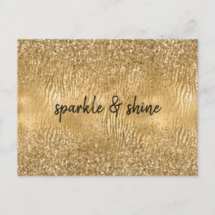 Guld Glam Glitz Zebra tryck Faux Glitter Vykort
