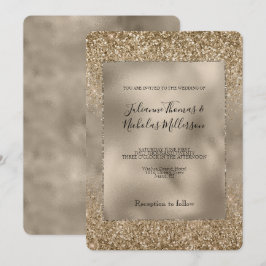 Guld Glam Glitzy Glitter Bröllop Inbjudningar