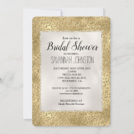 Guld Glam Glitzy Glitter Leopard Print Möhippa Inbjudningar