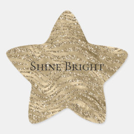 Guld Glam Glitzy Glitter Zebra tryck Stjärnformat Klistermärke