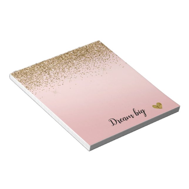 Guld Glam Glitzy Gnistra Glitter Rosa Ombre  Anteckningsblock (Vinklad)