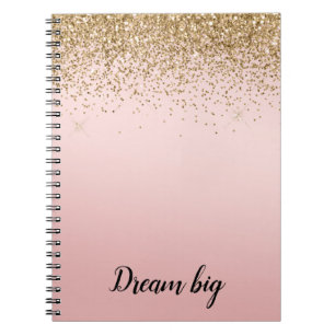 Guld Glam Glitzy Gnistra Glitter Rosa Ombre Anteckningsbok