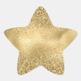 Guld Glam Glitzy Gnistra Glitter Stjärnformat Klistermärke