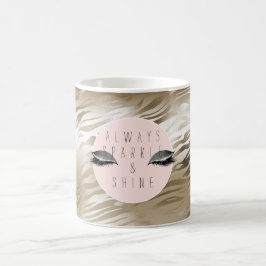 Guld Glam Glitzy Silver Glitter Ögon Ränder Kaffemugg