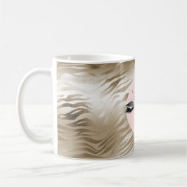 Guld Glam Glitzy Silver Glitter Ögon Ränder Kaffemugg