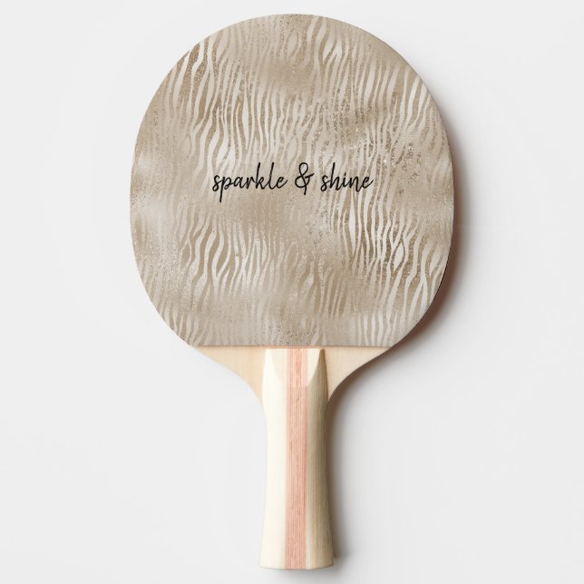 Guld Glam Glitzy Zebra tryck Pingisracket (Framsidan)