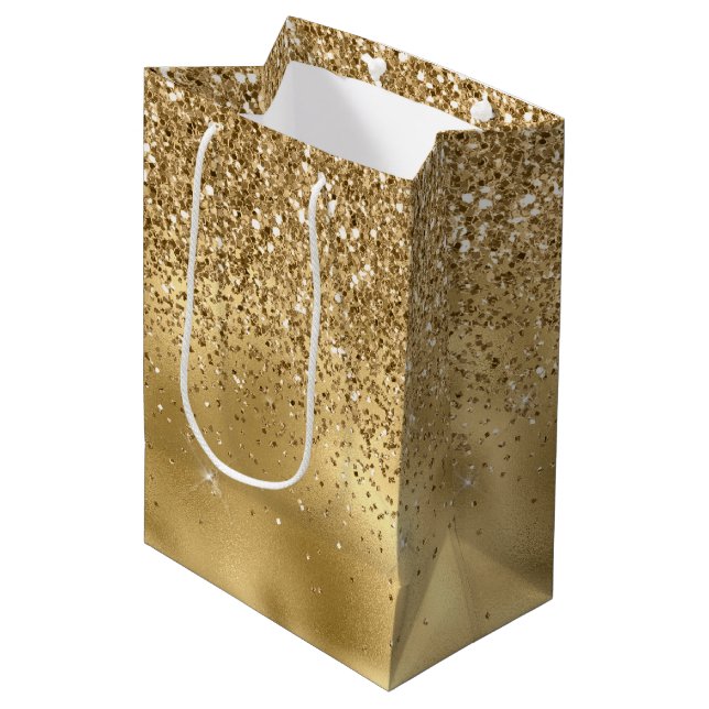 Guld Glam Gnistra Faux Glitter (Framsidan Vinklad)