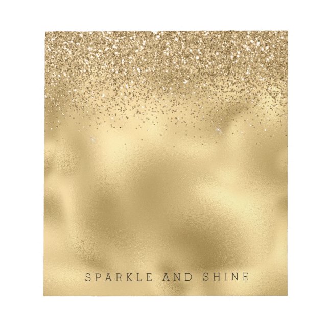 Guld Glam Gnistra Faux Glitter Anteckningsblock (Framsida)