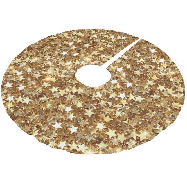 Guld Glam Gnistra Stars Julgransmatta Borstad Polyester (Vinklad)