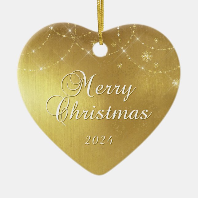 Guld Glam God jul par Photo Julgransprydnad Keramik (Framsidan)