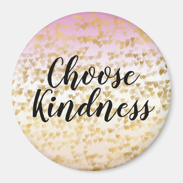 Guld Glam Hearts Confetti Rosa Peach Ombre Magnet (Framsidan)