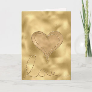 Guld Glam Kärlek Glitter Heart Kort