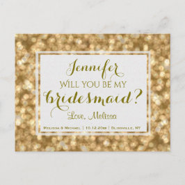 Guld Glam | Kommer du att bli min Bridesmaid? Inbjudan Vykort