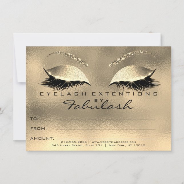 Guld Glam Lash Extension Makeup Certificate Gift (Framsida)