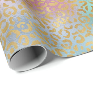 Guld Glam Leopard för Aqua Mint Rosa Presentpapper