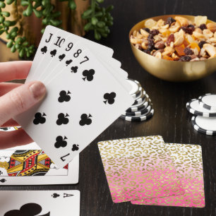 Guld Glam Leopard, vit Rosa, Casinokort