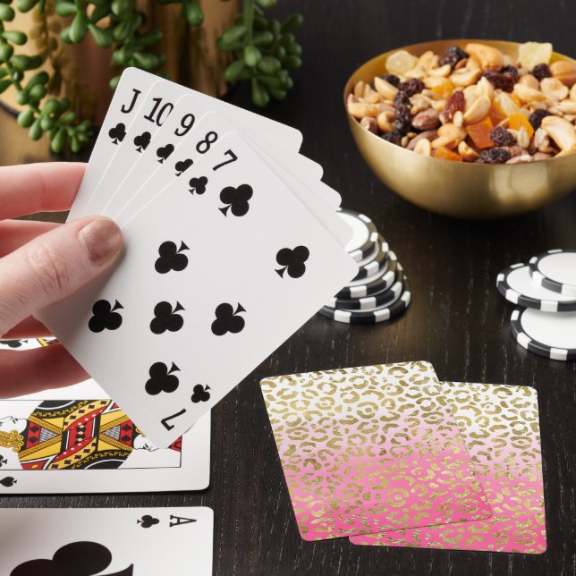 Guld Glam Leopard, vit Rosa, Casinokort (På plats)