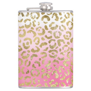 Guld Glam Leopard, vit Rosa, Fickplunta