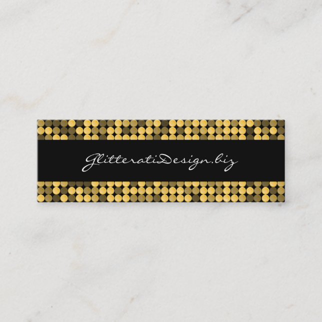 Guld- Glam magra Bizcard Mini Visitkort (Framsida)