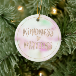 Guld Glam Mint Rosa Tie Dye Kindness Matters Heart Julgransprydnad Keramik