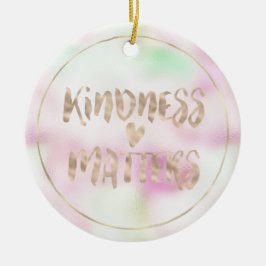 Guld Glam Mint Rosa Tie Dye Kindness Matters Heart Julgransprydnad Keramik