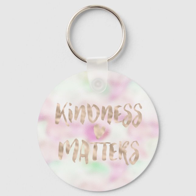 Guld Glam Mint Rosa Tie Dye Kindness Matters Heart Nyckelring (Framsida)