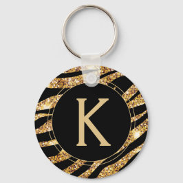 Guld Glam Monogram Animal Print Nyckelring
