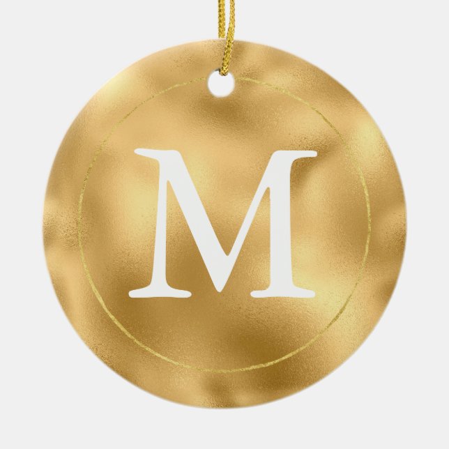 Guld Glam Monogram Julgransprydnad Keramik (Framsidan)
